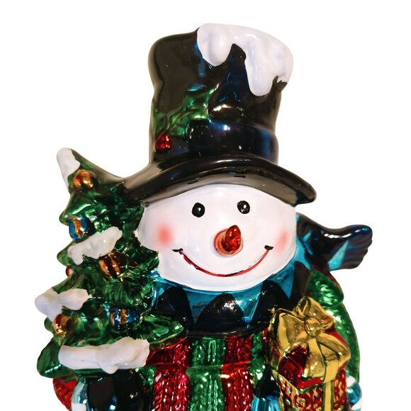 David’s Cookies Metallic Snowman Holding Christmas Presents Cookie Jar - Picture 5 of 8